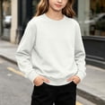 thumbnail image 4 of Vibrex Crewneck Sweatshirts Children's Solid Color Long Sleeved Casual Sports Hoodie Top Comfortable Pullover Sweatshirts Shirts Warm Hiking Pullover Oversized Warm Casual Sweatshirt 5-15 Years, 4 of 7