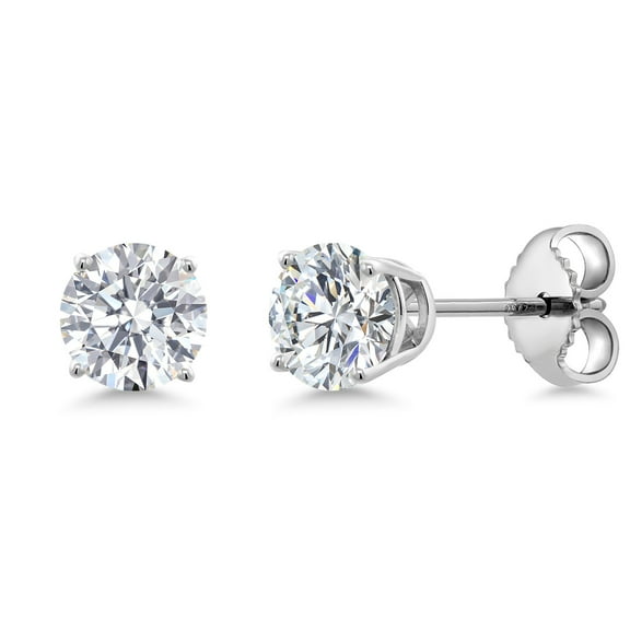 Gem Stone King 925 Sterling Silver Lab Grown Diamond Stud Earrings for Women | 0.54 Cttw | Gemstone April Birthstone | Round 4MM