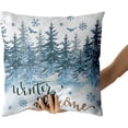 thumbnail image 4 of Forest Reindeer Snow Decorative Pillow Cover Set of 2, Winter Wonderland Pillowcase Soft Breathable Cushion Pillow Cases Watercolor Deer Blue Snowflakes Decoration for Sofa Bedroom Car 18 X 18 Inch, 4 of 7
