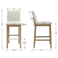 thumbnail image 5 of Guyou 30" Bar Stools Set of 6, Modern Linen Upholstered Kitchen Island Chairs, Rustic Farmhouse Wooden Barstools with Backrest and Footrest for Dining Room Home Bar Patio Club, Khaki Stripe, 5 of 9