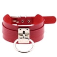 thumbnail image 1 of Collar gargantilla Minnieouse de cuero PU ancho gótico Punk para mujer con anillo de plata y rojo, 1 of 6