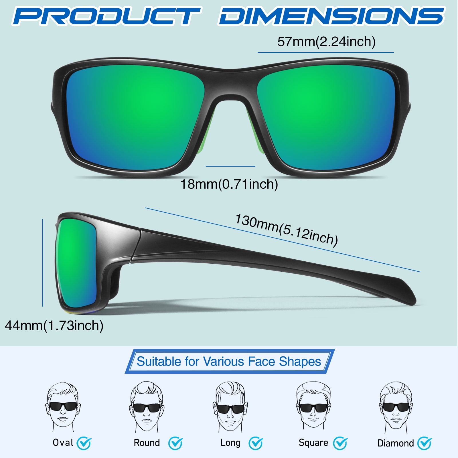 LINVO Men’s Sports Polarized Sunglasses, Wrap-Around Sun Glasses for Cycling, Fishing, Hiking & Driving, UV400 Protection