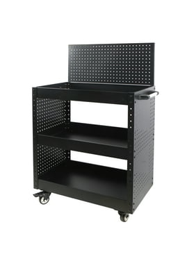 WORKPRO Rolling Service Utility Cart with Steel Pegboard Storage, Tool Cart