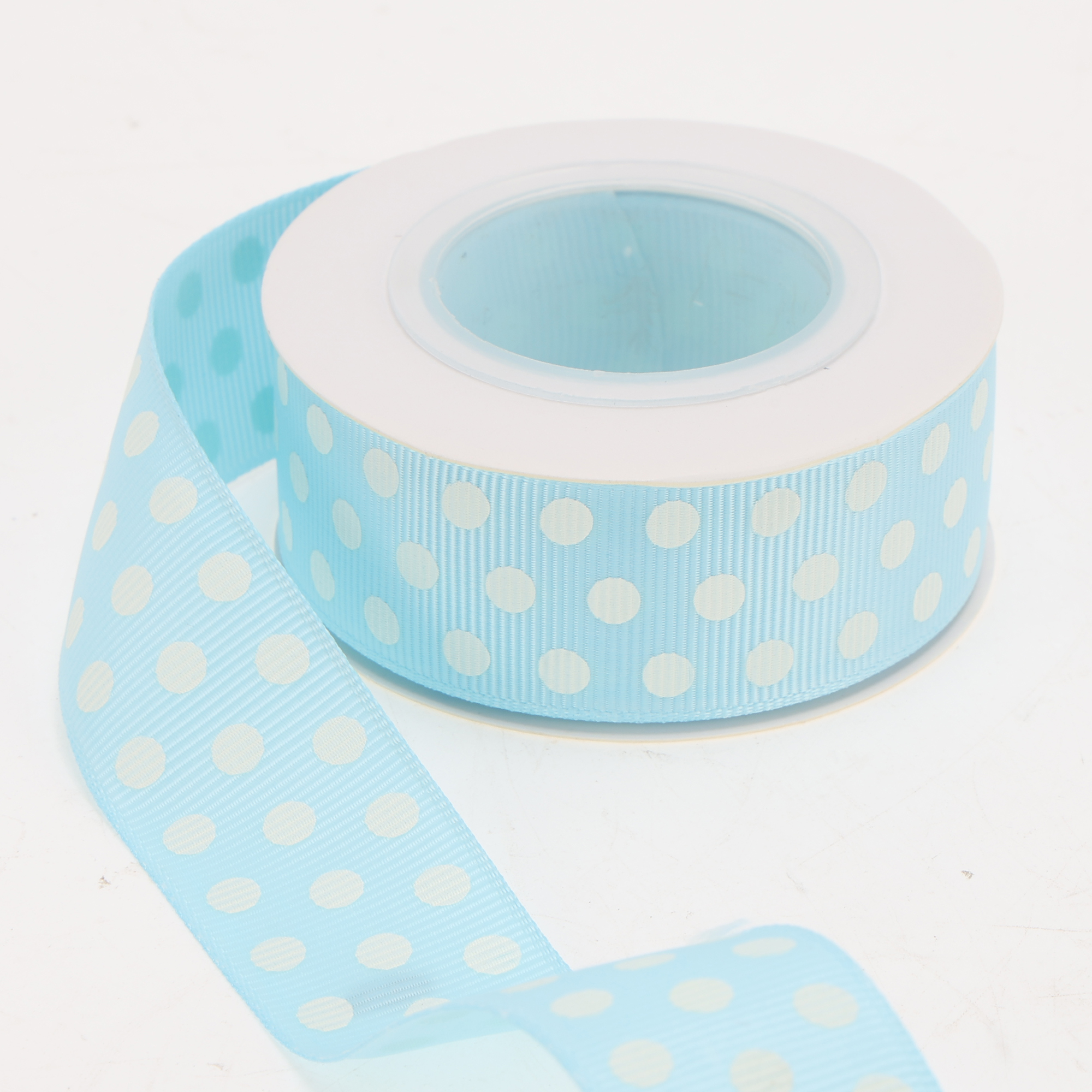 Unique Bargains 0.98"x29.53' Polka Dots Gift Wrapping Ribbon for Crafts 1Pc Light Blue