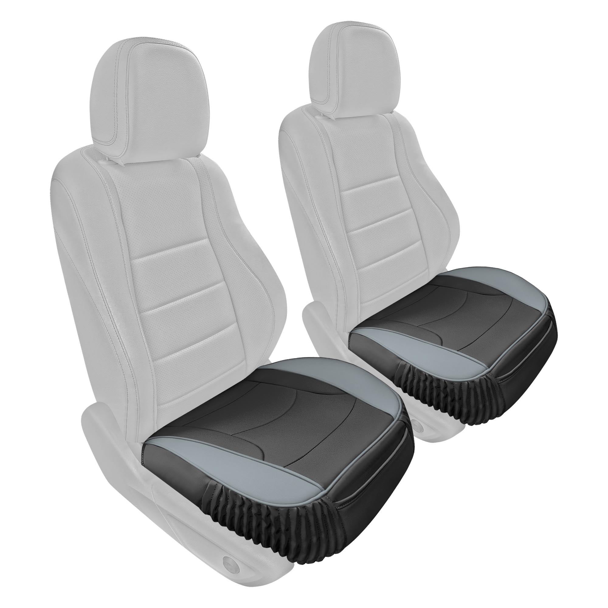 FH Group Car Seat Cushion – Durable PU Leather Bottom Seat Protector, Water Resistant for Car, Sedan, Truck, SUV Gray/Black