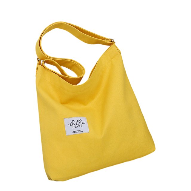 Becaristey Style With Fashionable Canvas Shopping Bag Must-Have Large Capacity Canvas Shoulder Bag Canvas Bag yellow 1Set