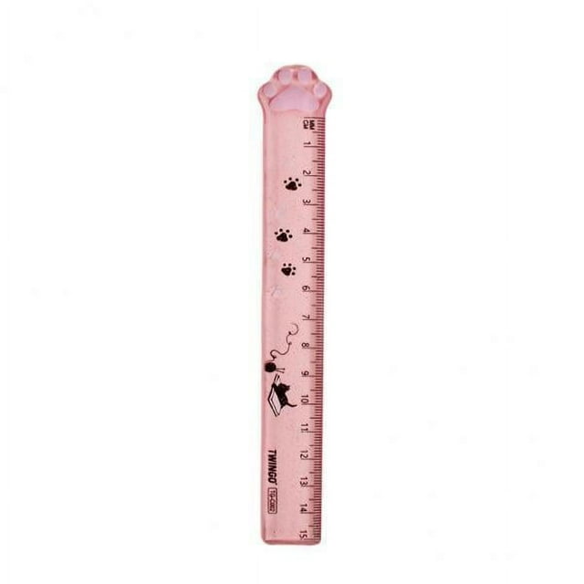 Almencla 3xCute Règle d'Étudiant en Forme de Patte de Chat Échelle de Mesure Accessoires Transparents Rose 3 Pcs