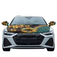 thumbnail image 2 of Jeiento 3PCS Car Hood Cover Set with Side View Mirror Cover Sunflower Car Decorations Butterfly Snow Ice Mirror Protective Equipment Leopard Side View Mirror Cover with Drawstrings, 2 of 7