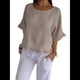 thumbnail image 1 of Blusa de Algodón y con Cuello Redondo, Dobladillo con Volantes y Corta, Color Liso, para Mujer. Albaricoque M, 1 of 7