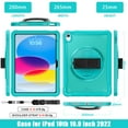 thumbnail image 6 of ELEHOLD Hybrid Rugged Case for iPad 10th Generation 10.9" 2022, Heavy Duty Shockproof Case with 360° Rotatable Handstrap Foldable Kickstand Crossbody Shoulder Strap for iPad 10th Gen,Blue, 6 of 8