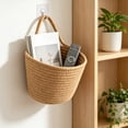 thumbnail image 4 of Fabric Wall Hanging Storage Basket- Small Hanging Basket for Organizing, Woven Pouchs Boho Style Wall Mounted Bag, Storage Organizers and Decoration Pocket Caddy Bins on Door Rack, 4 of 5