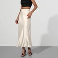 thumbnail image 5 of Women's Satin Midi Skirt, Solid Color Slip Bodycon Maxi Skirt, Elegant Flowy Slit Skirt for Wedding Guest, Party and Formal Occasions,White,XL, 5 of 9