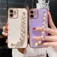 thumbnail image 3 of 6D Plating Case Samsung Galaxy A24 A54 A34 A14 A73 A53 A33 A23 A22 Lujo Chapado Perla Pulsera Cadena Caso De Silicona Suave Teléfono Whit Chain Funda Para, 3 of 4