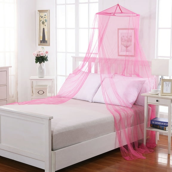 Pink Bed Canopy with Collapsible Wire Hoop for Kids