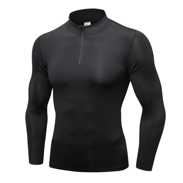 Yuyuzo Sweatshirts for Men 1/4 Zip Long Sleeve Slim Fitted Pullover Solid Color Quick Drying Winter Tops