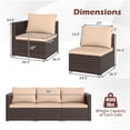 thumbnail image 3 of Costway 3PCS Patio Sectional Sofa Set with Right Arm Sofa & Left Arm Sofa, Soft Cushions Beige + Mix Brown, 3 of 10