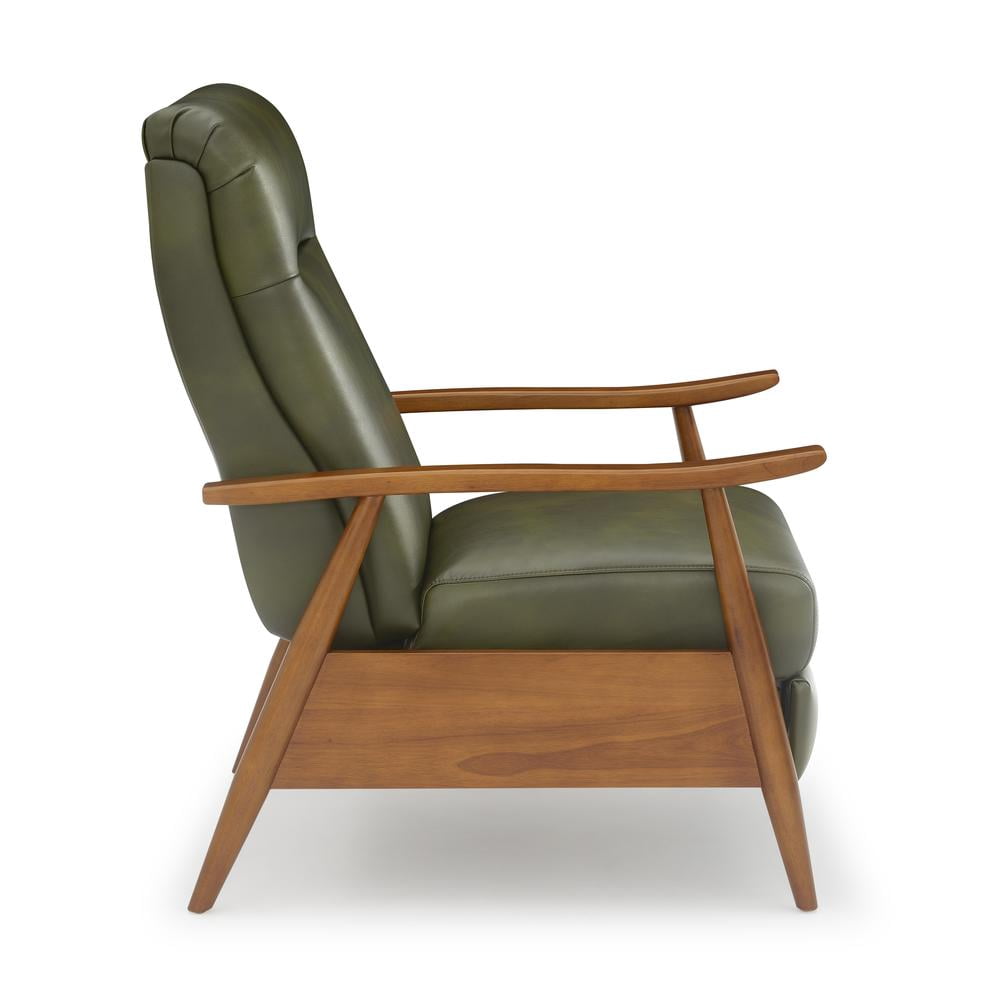 Comfort Pointe Solaris Fern Green Faux Leather Wood Arm Push Back Recliner