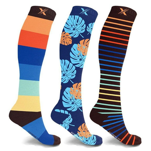 Compression Socks Knee High - Made for Running, Athletics and Pregnancy - 3 Pair