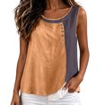 thumbnail image 2 of NTACZA Tank Tops Cotton Round Neck Casual Button Sleeveless Color Blocks Cute Summer Tops for Women, 2 of 5