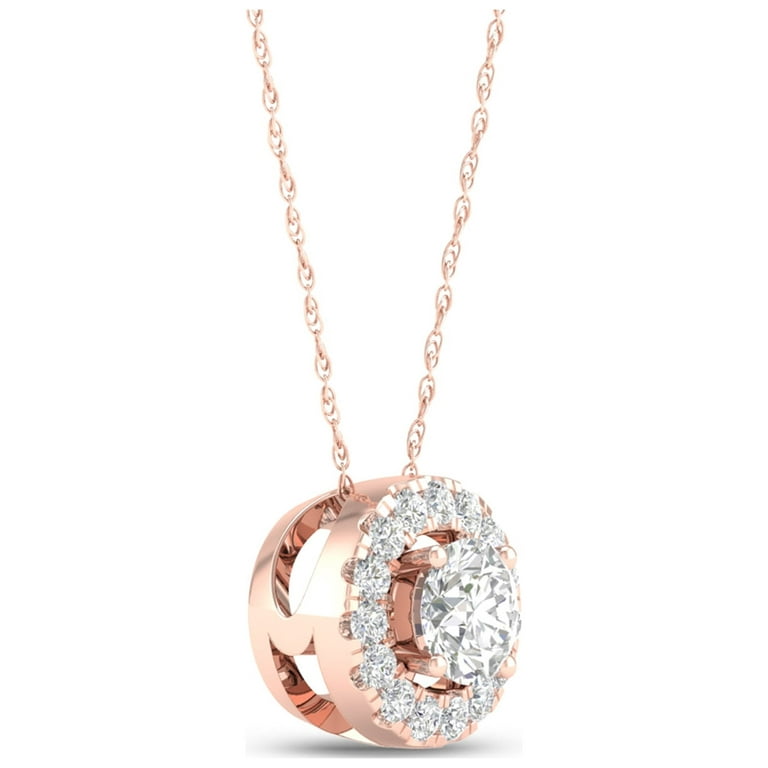 K10ローズゴールド MINI HALO NECKLACE Mini Diamond Halo Necklace Rose Gold