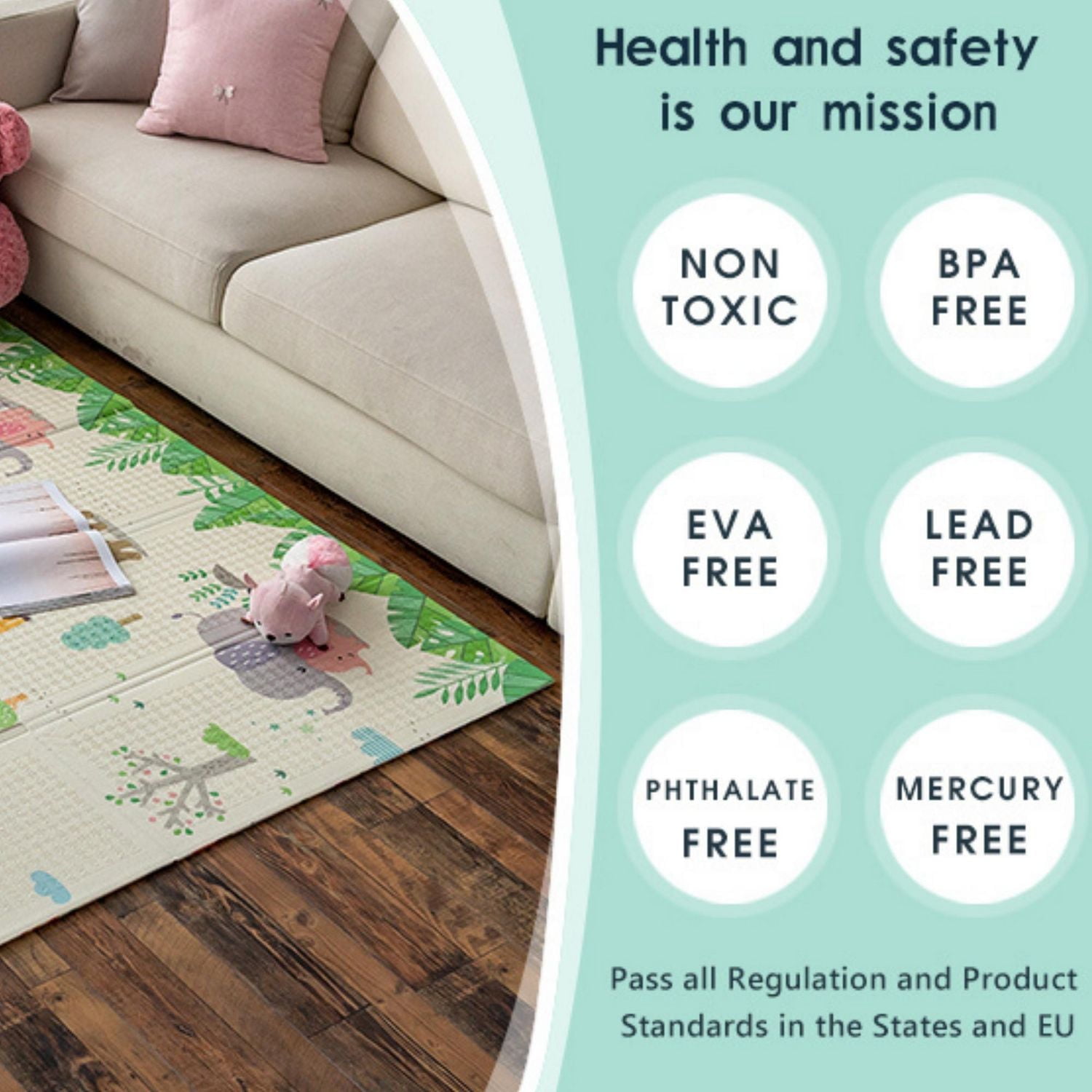 Toddlers, Infants, and Kids Double-Sided Foldable Indoor/Outdoor Waterproof Foam Playmat- KidsVIP