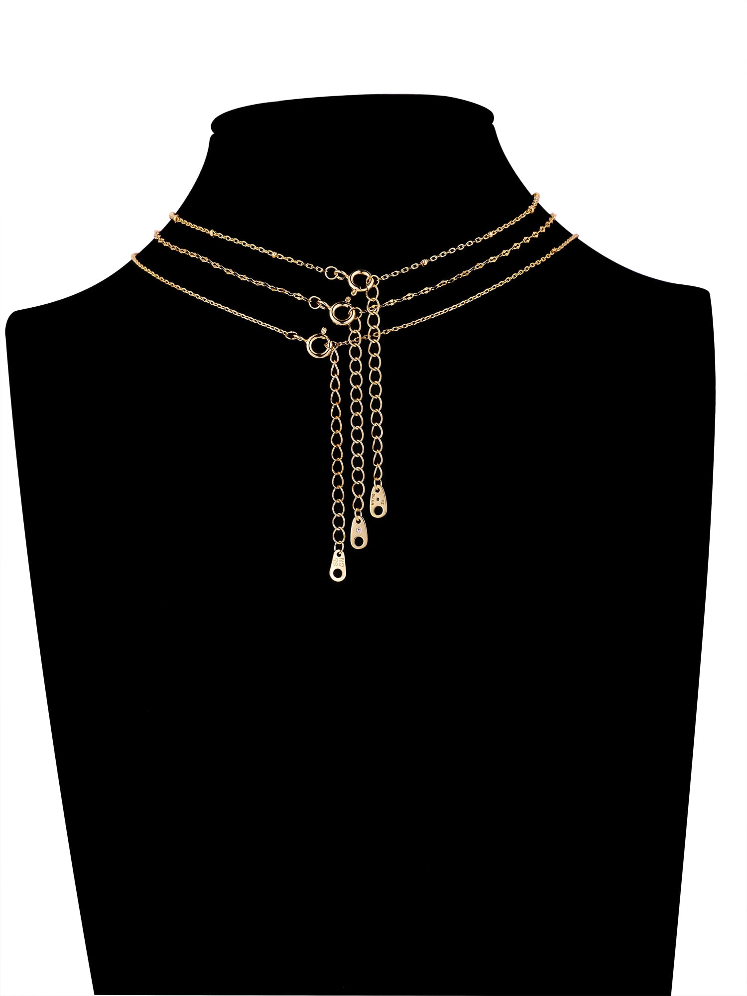 Believe by Brilliance A Triple Chain Initial Necklace Set in 14KT Gold Flash Plated Brass