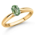 thumbnail image 2 of Gem Stone King 0.55 Cttw Oval Green Sapphire 10K Yellow and White Gold Solitaire Engagement Ring for Women | Oval 6X4MM | Gemstone Birthstone (Size 5), 2 of 4