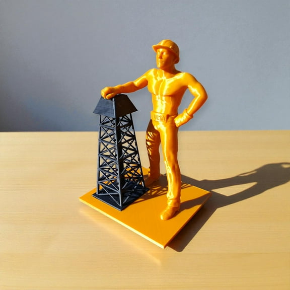 Tulsa Golden Driller Replica Statue, 10 Inch, Oil Worker Figurine, Route 66 Icon