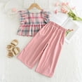 thumbnail image 5 of Taybagh Outfits for Girls Summer Toddler Girl Outfits Plaid Ruffle Sleeveless Vest Baggy Pants Playwear Set, 5 of 9
