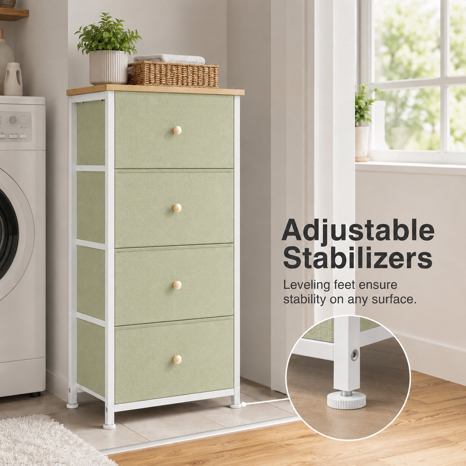 Alvantor Dresser Nightstand for Bedroom, 4-Drawer Fabric Dresser Storage Tower, Space-saving tower, Bedroom or closet use, Chest of drawers for small spaces
