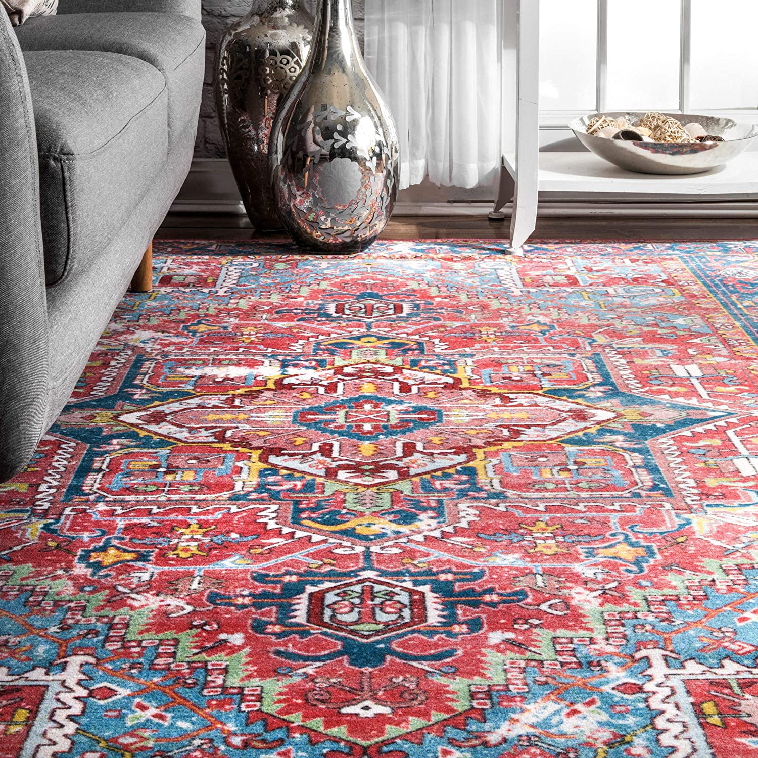 nuLOOM Florence Vintage Persian Area Rug, 9' 10" x 13' 8", Red