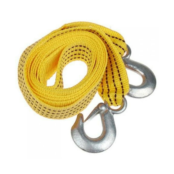 IDEANATEGRATE 1Set Car Tow Rope Yellow Nylon Forging Iron Long Strap for Trucks Cars Roadside Emergency Vehicle Towing