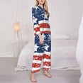 thumbnail image 3 of Lsque USA Colors Stripes1 Pattern Long Sleeve Pajama Set for Women - Soft 2-Piece Sleepwear and Loungewear Set with Pockets, Comfy Nightwear-Small, 3 of 7