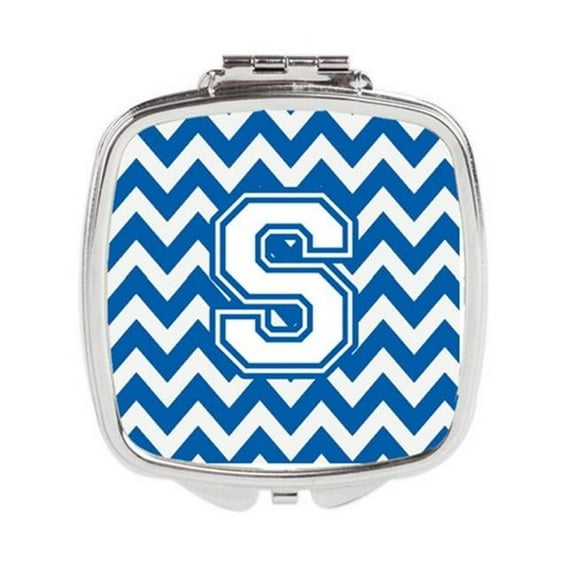 Letter S Chevron Blue & White Compact Mirror - Blue & White - 3in. H x 0.3in. W x 2.75in. L