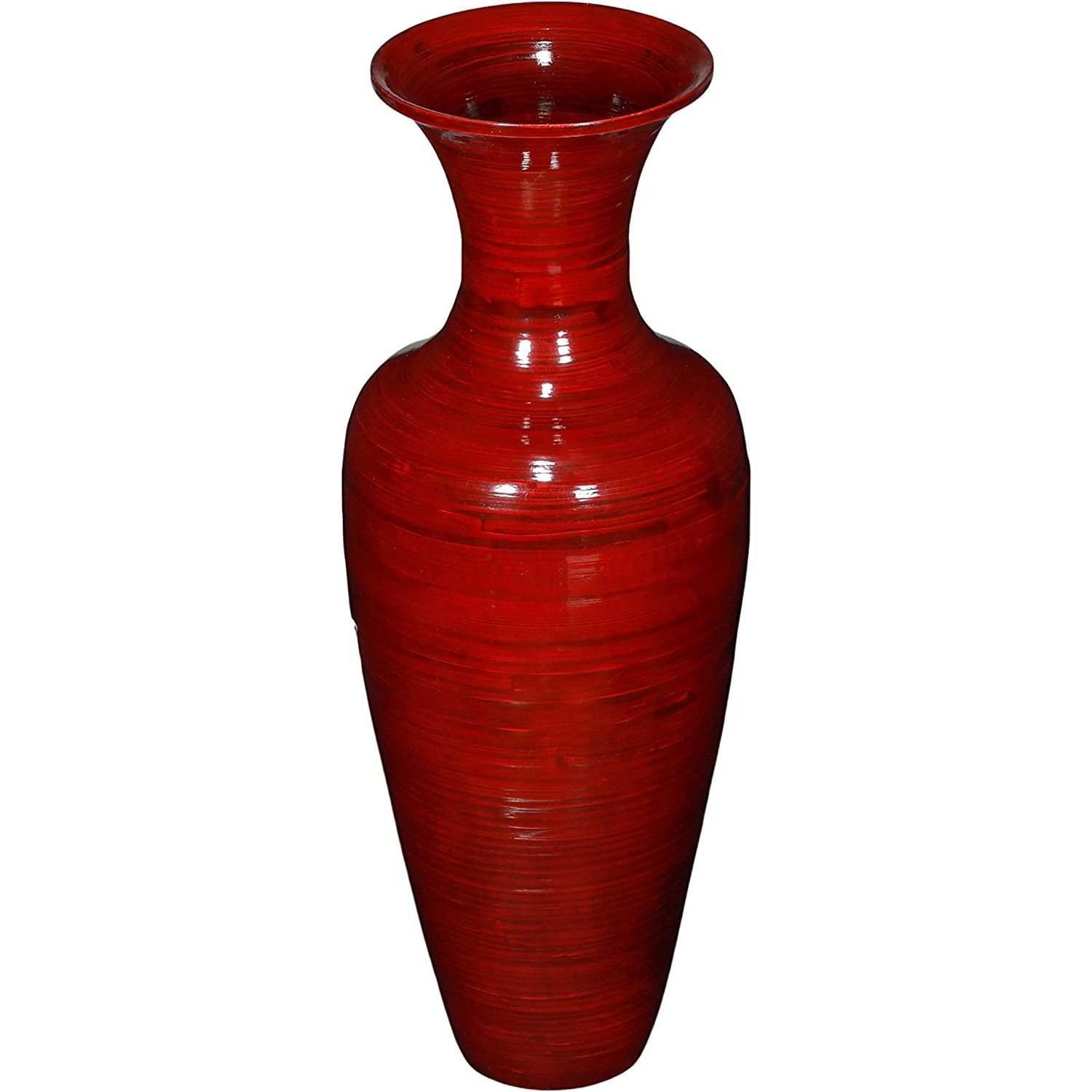 Bilot 27" Slender Bamboo Floor Vase Mahogany Red