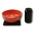 thumbnail image 2 of Japanese Red Donabe Ceramic Hot Clay Pot Bowl Casserole 32oz With Wooden Base, 2 of 4