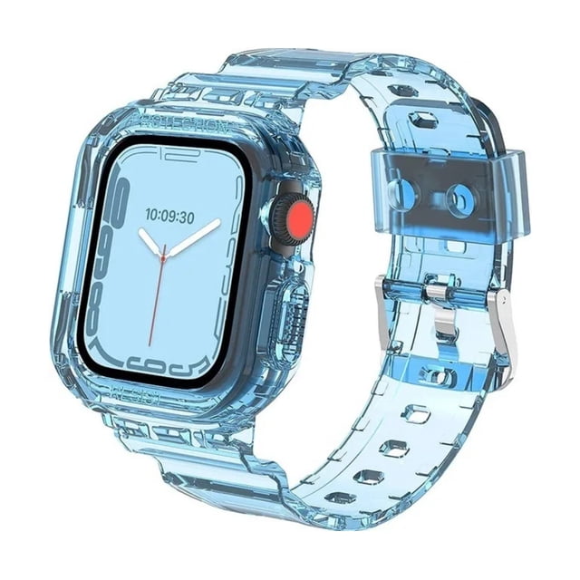 Correa + Case, Silicón Transparente, compatible con Apple Watch, 40/41/44/45/49mm