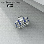 His and Hers Wedding Ring Sets Couples Rings Sterling Silver Wedding Engagement Ring Bridal Sets Mens Titanium Wedding Band