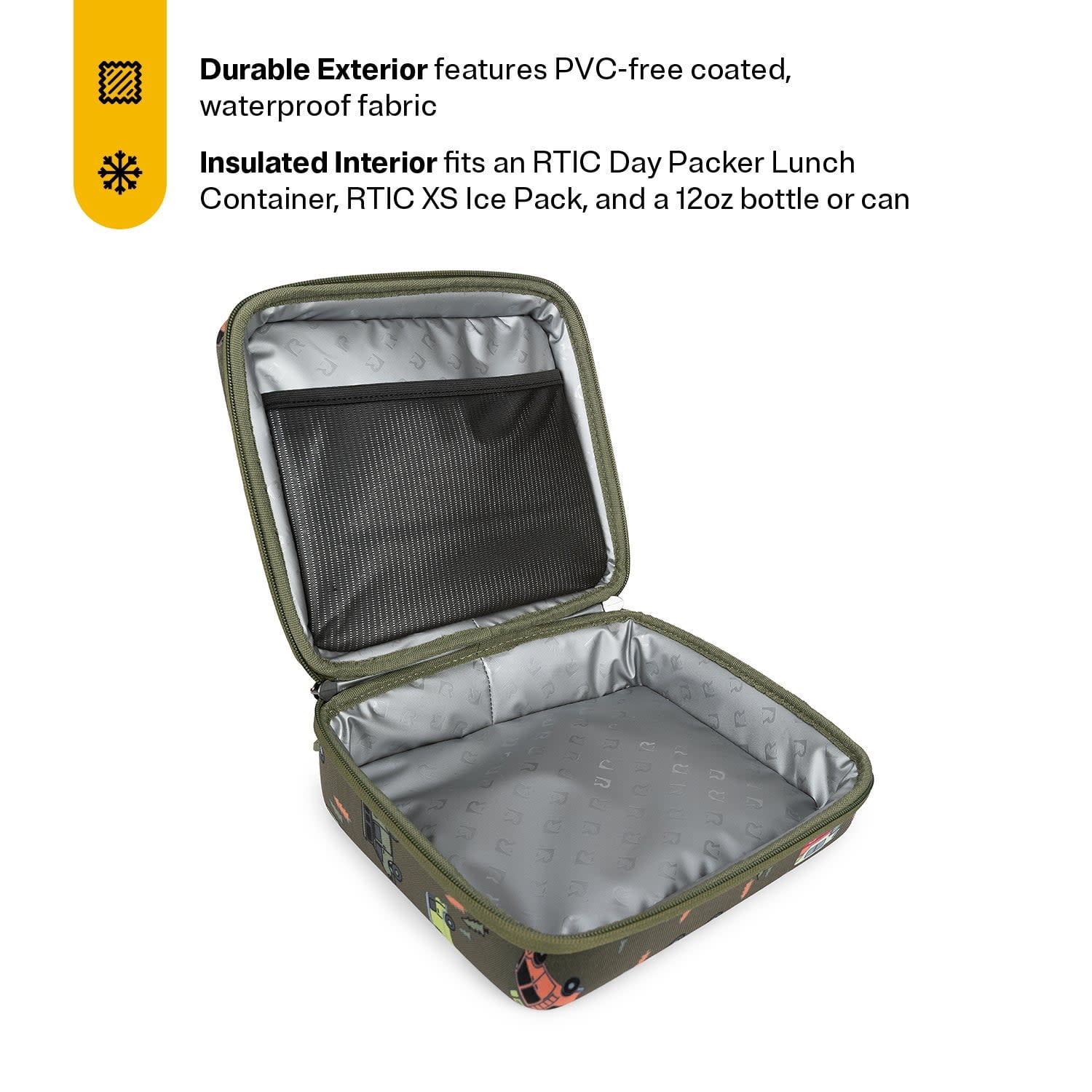 RTIC Day Packer Lunch Box, Insulated Lunch Container, Zipper Closure, Waterproof Fabric Happy Camper