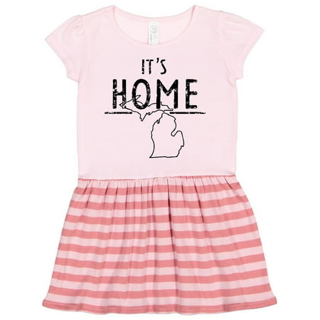 

Inktastic It s Home- State of Michigan Outline Distressed Text Gift Toddler Girl Dress