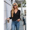 thumbnail image 6 of Women'S Multi-Layered V-Neck Solid Color Long Sleeved T-Shirt Casual Blouses Top Black M, 6 of 9