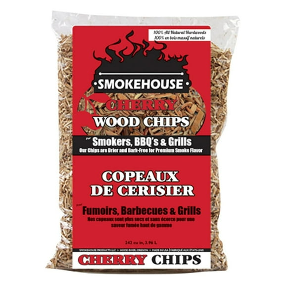 Smokehouse Cherry Fine Wood Chips, Drier & Bark-Free for Premium Smoke Flavor, 2 Pounds