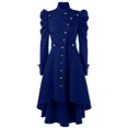 thumbnail image 1 of Abrigo de mujer de largo medio, estilo británico, ajustado, con cuello alto y estilo retro medieval, 1 of 5