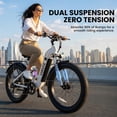 thumbnail image 3 of ESKUTE C300 1500W Electric Bike for Adults, 48V 20.8Ah Battery, 32MPH, 80 Miles Range, 26"x4.0" Fat Tire Step-Thru Ebike, Full Suspension Electric Bicycle, 8-Speed White, UL2849, 3 of 9