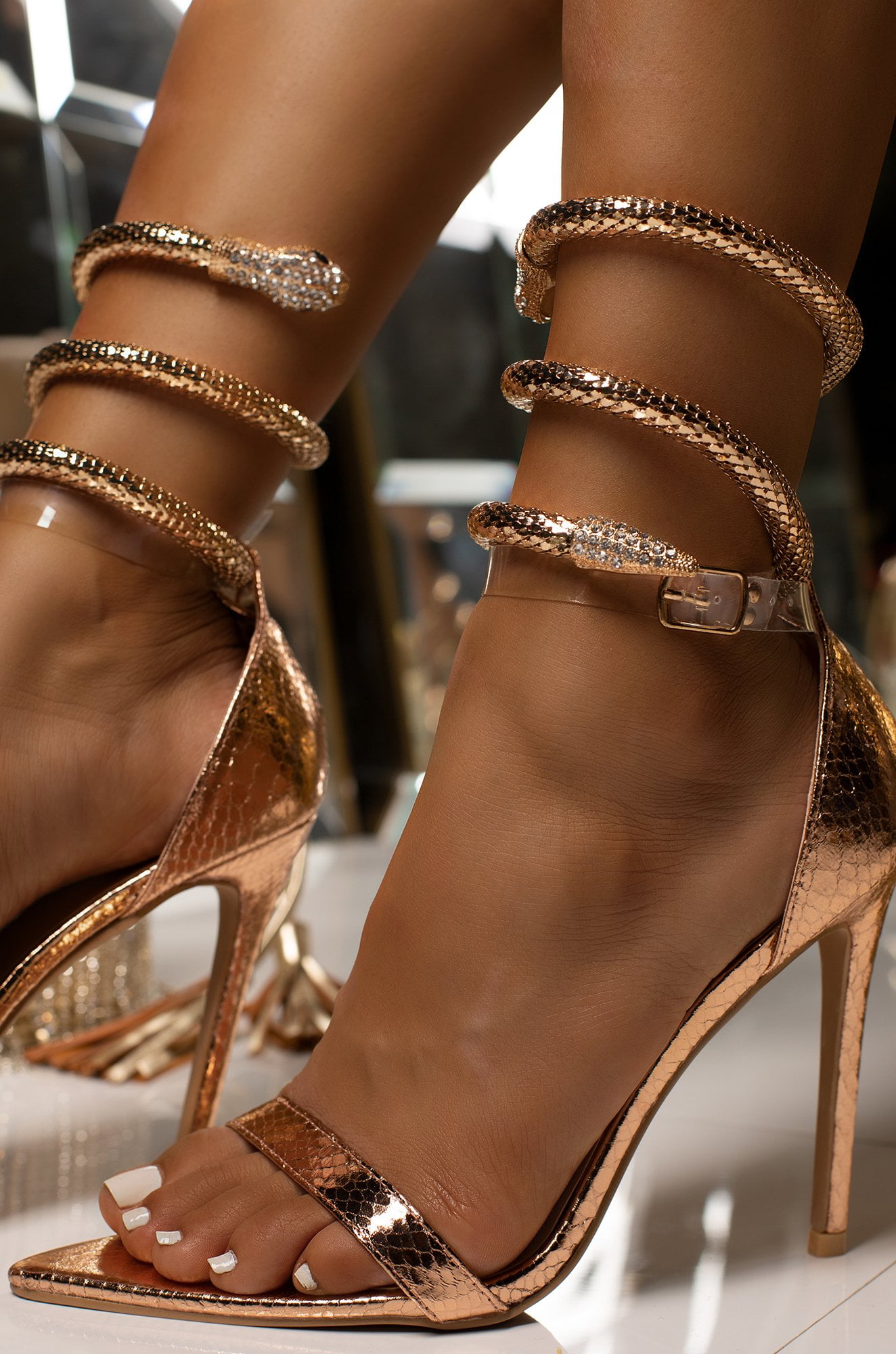 gold wrap around heels