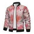 thumbnail image 4 of Herrnalise Men's Casual Temperament Fashion Stand Collar Zipper Jacket Printed Long Sleeve Hoodless Casual Jacket Pink, 4 of 6