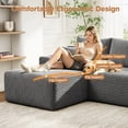 thumbnail image 5 of VKHCU 96" Modular Sectional Sofa for Living Room, Cloud Boneless Couches with Upholstered Deep Seat, L Shaped Couch with Chaise, Plush Corduroy Fabric, Gray, Left Facing Chaise, No Assembly, 5 of 13