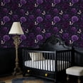 thumbnail image 4 of Peel and Stick Wallpaper Purple Roses Butterflies Dark Wall Mural 17.7in x 9.8ft Self Adhesive Removable Wall Paper Renter Friendly Wallpaper for Nursery Bedroom Cabinets, 4 of 8