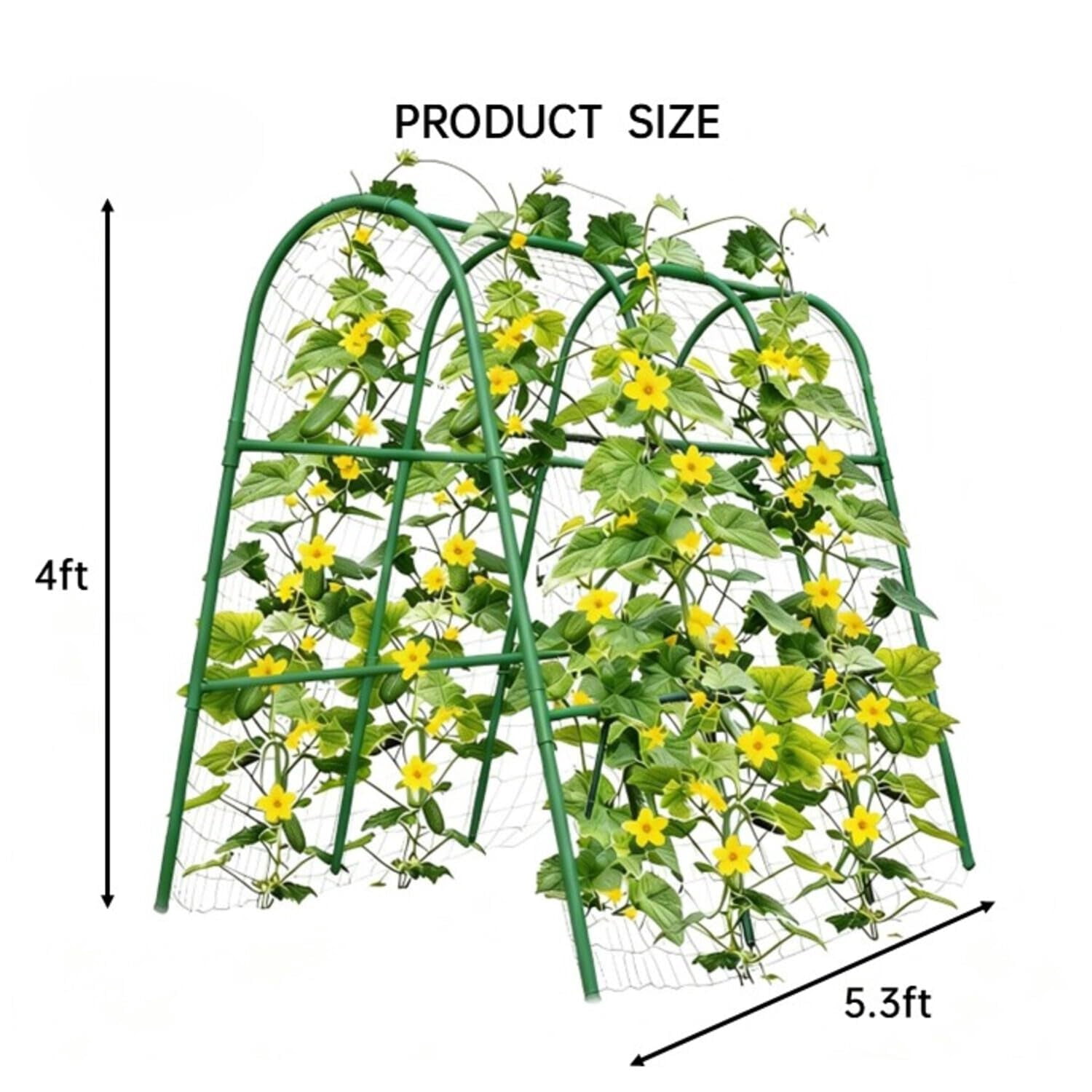 Metal Garden Arch Trellis, 5.4Ft Black for Raised Beds, Plant Support for Cucumbers & Climbing Vegetables