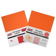 JAM Paper Mailing Labels, Combo Set, 1 x 2 5/8 Rectangle & 1 2/3 Circular, Orange